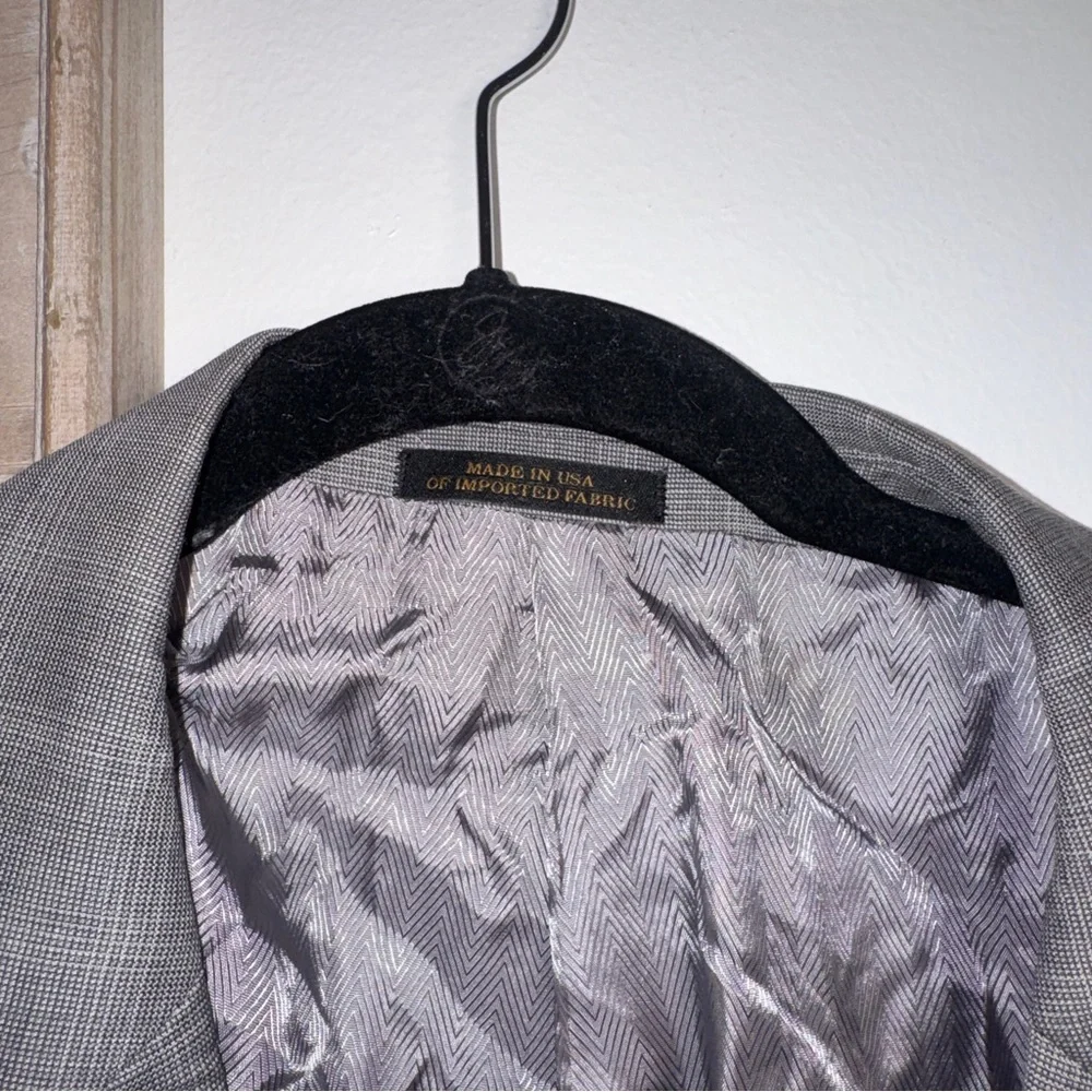 🧥 Jos. A. Bank Reserve 100% Wool Gray Plaid Blazer | Size 50R
